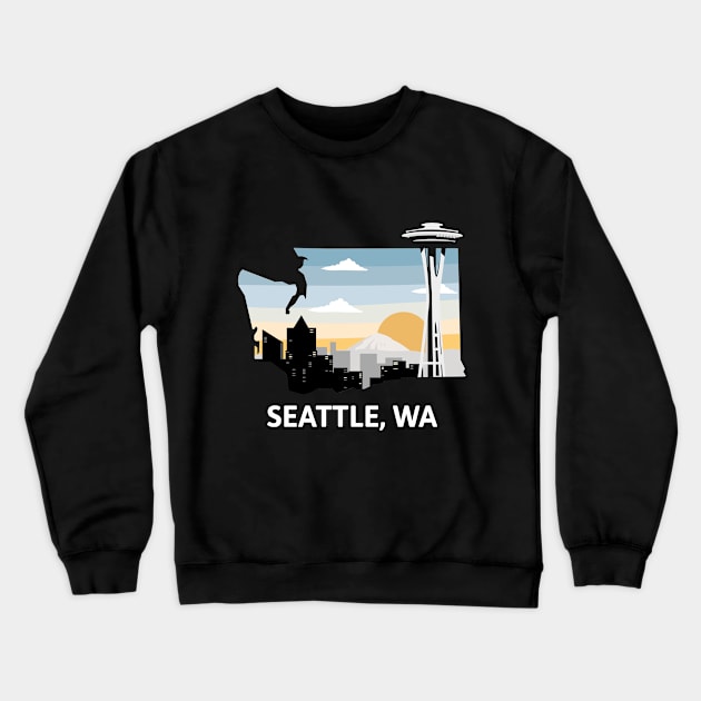 Seattle, WA Crewneck Sweatshirt by A Reel Keeper